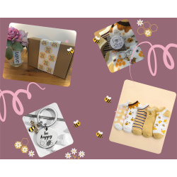 Bee Gift Box containing Bee Socks, Bee Keyring, Bee flower seeds