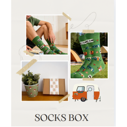 Three Pairs Men's Socks, camper van pattern Mid-Calf Socks