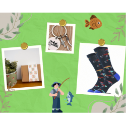 Mens Fishing Them Socks in a Gift Box with novelty keyring