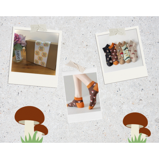 Ladies Socks with fun mushroom design in a gift box