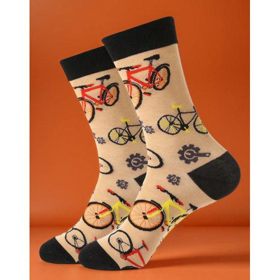 Mens fun Bike pattern socks in a gift box