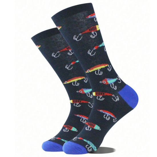 Mens Fishing Them Socks in a Gift Box with novelty keyring