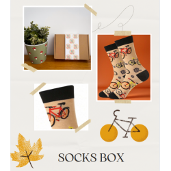 Mens fun Bike pattern socks in a gift box