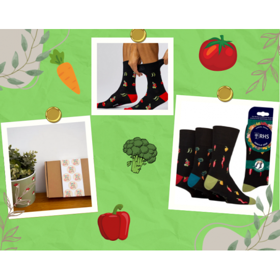 Mens RHS Gentle Grip Socks Jacquard Vegetables