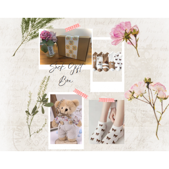 Ladies cute Bear Socks & Bear Key Ring in a Gift Box